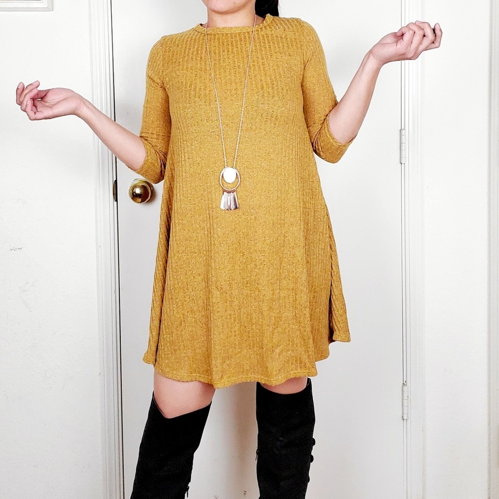 PINC YELLOW 3/4 SLEEVE WOMEN DRESS SZ S